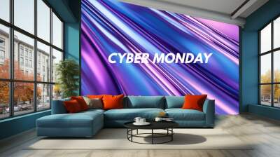 Vibrant abstract purple and blue background with Cyber Monday te Wall mural