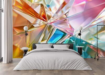 Vibrant colorful crystal facets reflect light, creating an abstract pattern. Wall mural