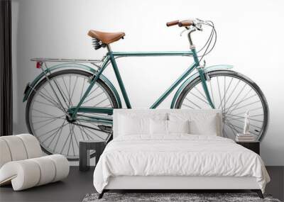 Vintage green bicycle isolated on transparent background Wall mural