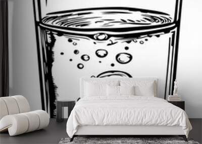 Water glass drawing clipart design illustration Wall mural