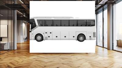 White coach bus side view on transparent background Wall mural