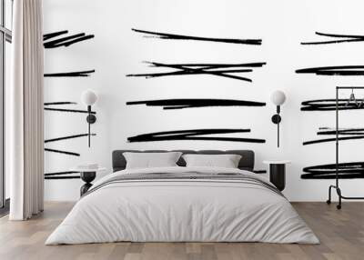 A set of strikethrough underlines. Brush stroke markers collection. Vector illustration of crossed scribble lines isolated on white background. Wall mural