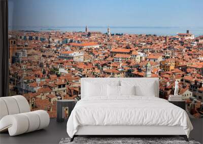 Aerial view of Venice and the Venetian lagoon on a sunny summer day. Venice, Italy. Wall mural