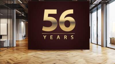 56 years for celebration events, anniversary, commemorative date. gold fifty six years logo badge Wall mural