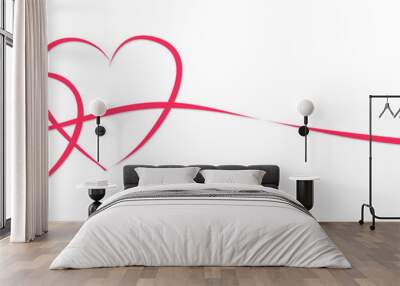 Symbol of the stylized red heart. Wall mural