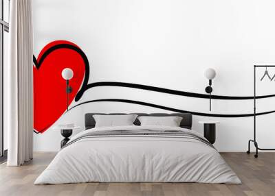 Symbol of the stylized red heart. Wall mural