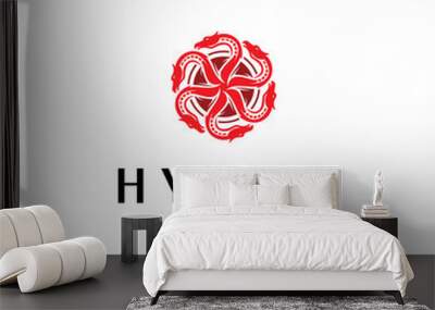 circle and hydra logo vector design template Wall mural