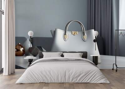 Luxury at Your Fingertips: A Designer Handbag with Gold Accents in a Modern Setting, ai generative Wall mural