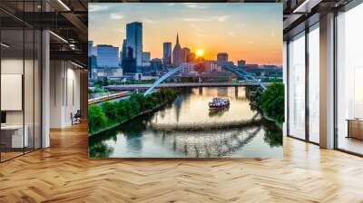 Nashville Tennessee skyline Golden sunset Wall mural