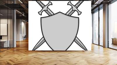 Crossed Swords and Shield Illustration Wall mural