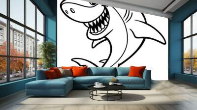 Shark Cartoon Drawing Wall mural