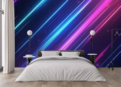 Abstract background with blue and purple lines in the form of strips Wall mural