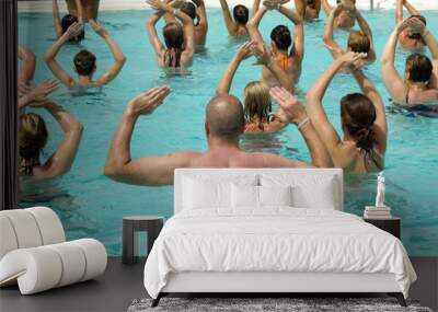 People are doing water aerobic in pool Wall mural