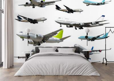 Plane collection on white background.  Wall mural