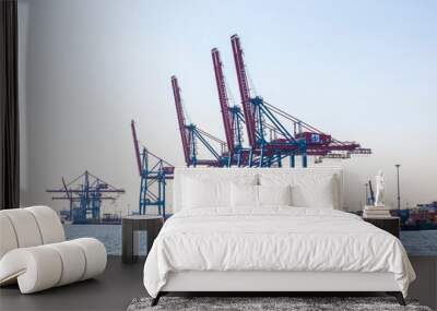 Container cranes at a Gothenburg port in Sweden Wall mural