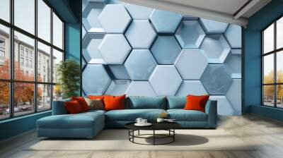 Silver hexagons abstract 3D background with a futuristic and geometric design, perfect for modern digital projects Wall mural