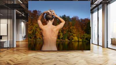 Indian Summer Bavarian Lake in October. High quality photo Wall mural