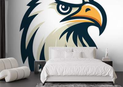 bird eagle hawk head logo mascot design vector illustration isolated on white background Wall mural