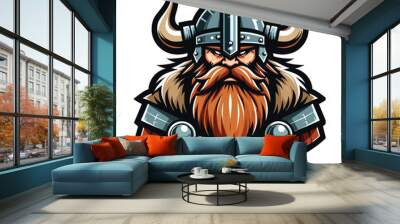 Viking head face vector illustration template, suitable for t shirt design, logo design, tattoo many more. Design isolated on white background Wall mural