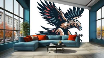 Wild animal bird of prey, raptor bird vector design illustration, hawk eagle falcon logo flat design template isolated on white background Wall mural