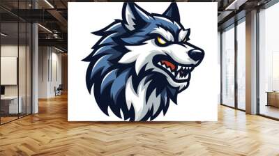 Wild brave animal wolf dog fox head face mascot design vector illustration, logo template isolated on white background Wall mural