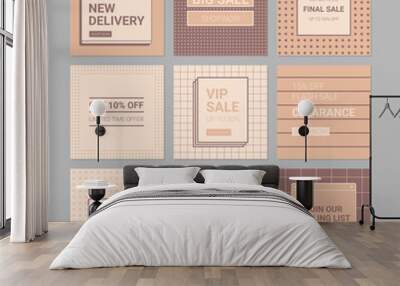 Sale banner templates. Memphis design style social media pack. Wall mural