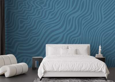 Abstract monochrome background with waves. Hand drawn vector illustration. Flat color design. Wall mural