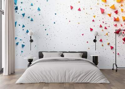 Abstract white background with colorful gradient triangles scattered Wall mural