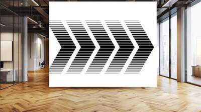 Black striped arrows on a white background of thin lines Modern striped pattern. Vector illustration Wall mural