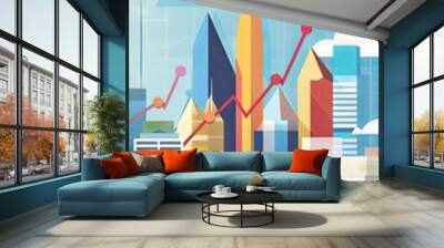 Commerce city business background illustration economy growth Wall mural