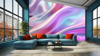 Processed collage of Iridescent fabric trendy cloth holographic texture. Background for banner Wall mural