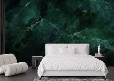 Processed collage of luxurious dark green glossy marble texture. Background for banner Wall mural