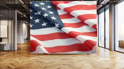 United States of America flag with stars and stripes close up. Official US Banner waving with folds Wall mural