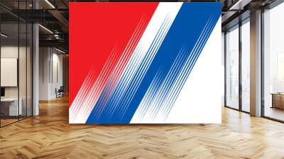 Vector transition in the colors of America, France and the Netherlands with lines in a retro style. Modern striped pattern. For covers, advertising. Abstract blue red white vector background. The rays Wall mural