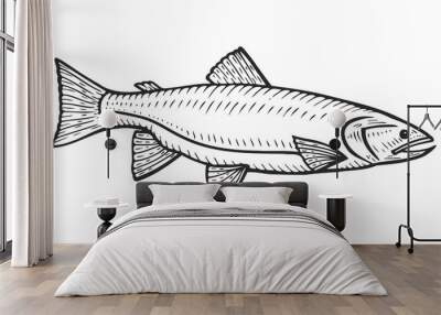 Hand drawn Roach fish Wall mural