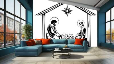 Christmas Nativity Scene vector eps 10 Wall mural