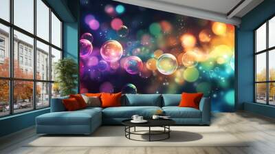 A Magical Display of Rainbow Bubbles. Wall mural