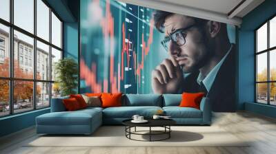 Businessman Analyzing Financial Data Wall mural