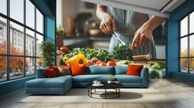 Colorful Meal Preparation in Modern Kitchen Wall mural