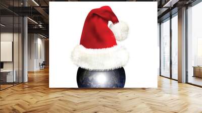 Earth with Santa Claus's Hat Wall mural