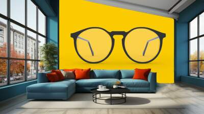 Glasses isolated Yellow Background Wall mural