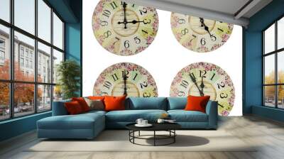 vintage wall clock isolated Wall mural