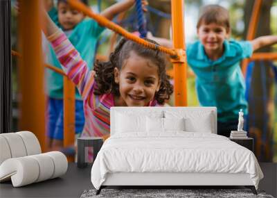 A group of children playing at a playground Wall mural