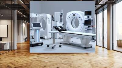 A hospital room with a large MRI machine. The room is bright and clean, with a modern design. The machine is the main focus of the room, and it is surrounded by medical equipment and furniture Wall mural