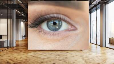 Beautiful blue woman single eye close up Wall mural