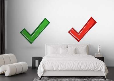 Two green and red check marks are shown side by side. The green check mark is on the left and the red check mark is on the right Wall mural