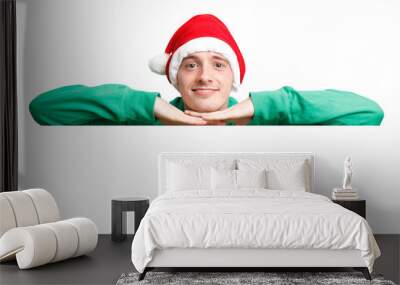 Guy with santa hat and sign Wall mural