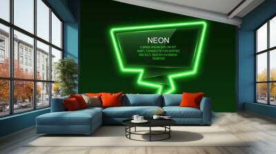 Glass banner with neon lights. Vector illustration. Wall mural