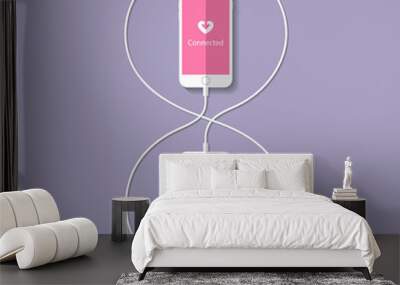 Two wires connected smartphone Wall mural