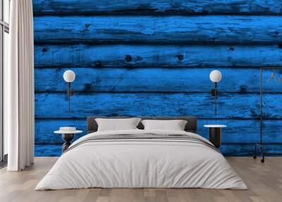 Texture of classic wooden log. Grunge background old wood. Classic blue color wood surface with old natural pattern. Color trendy 2020. Wall mural